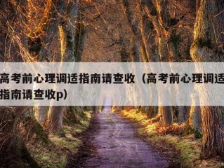 高考前心理调适指南请查收（高考前心理调适指南请查收p）