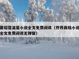 霍绍霆温蔓小说全文免费阅读（乔荞商陆小说全文免费阅读无弹窗）