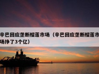 辛巴回应垄断榴莲市场（辛巴回应垄断榴莲市场挣了3个亿）