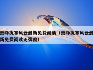 萧峥执掌风云最新免费阅读（萧峥执掌风云最新免费阅读无弹窗）