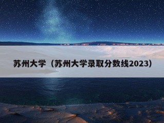 苏州大学（苏州大学录取分数线2023）