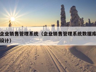 企业销售管理系统（企业销售管理系统数据库设计）