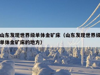 山东发现世界级单体金矿床（山东发现世界级单体金矿床的地方）