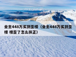 业主448万买到歪楼（业主448万买到歪楼 楼歪了怎么扶正）