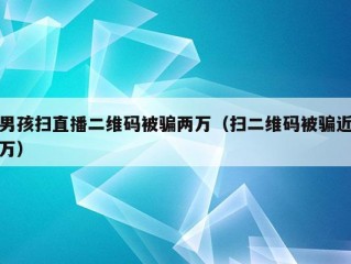 男孩扫直播二维码被骗两万（扫二维码被骗近万）