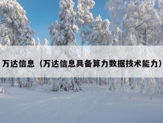 万达信息（万达信息具备算力数据技术能力）