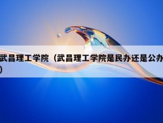 武昌理工学院（武昌理工学院是民办还是公办）