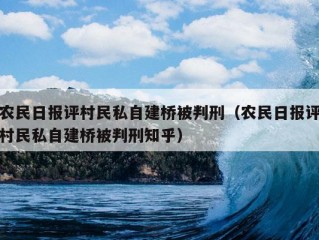 农民日报评村民私自建桥被判刑（农民日报评村民私自建桥被判刑知乎）