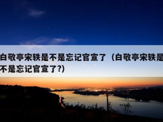 白敬亭宋轶是不是忘记官宣了（白敬亭宋轶是不是忘记官宣了?）