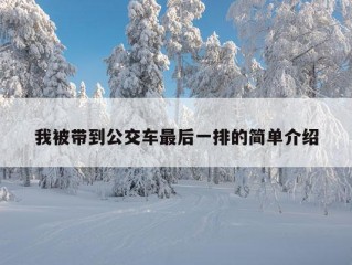 我被带到公交车最后一排的简单介绍