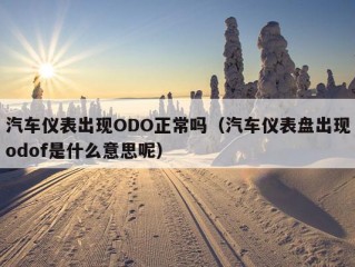 汽车仪表出现ODO正常吗（汽车仪表盘出现odof是什么意思呢）