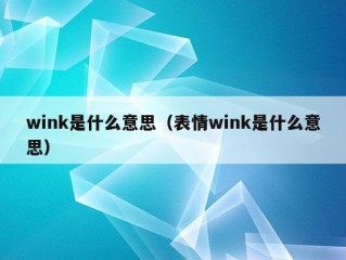 wink是什么意思（表情wink是什么意思）