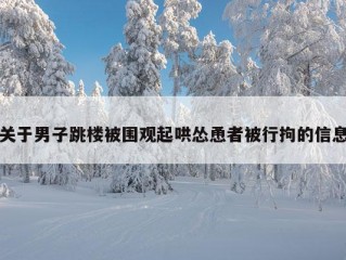 关于男子跳楼被围观起哄怂恿者被行拘的信息