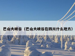 巴山大峡谷（巴山大峡谷在四川什么地方）