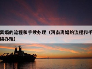 离婚的流程和手续办理（河南离婚的流程和手续办理）