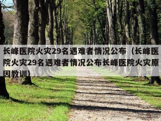 长峰医院火灾29名遇难者情况公布（长峰医院火灾29名遇难者情况公布长峰医院火灾原因教训）