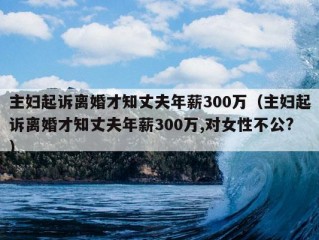 主妇起诉离婚才知丈夫年薪300万（主妇起诉离婚才知丈夫年薪300万,对女性不公?）