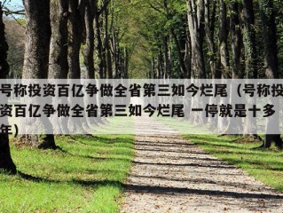 号称投资百亿争做全省第三如今烂尾（号称投资百亿争做全省第三如今烂尾 一停就是十多年）