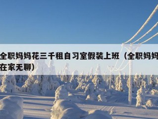 全职妈妈花三千租自习室假装上班（全职妈妈在家无聊）