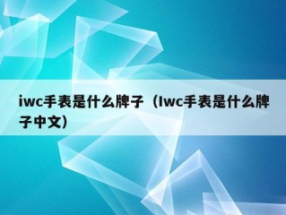 iwc手表是什么牌子（Iwc手表是什么牌子中文）