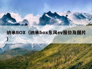 纳米BOX（纳米box东风ev报价及图片）