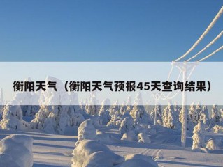 衡阳天气（衡阳天气预报45天查询结果）