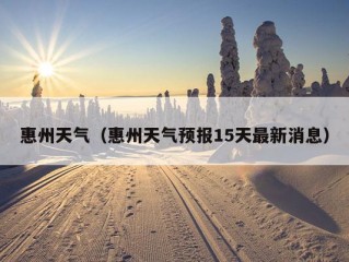 惠州天气（惠州天气预报15天最新消息）