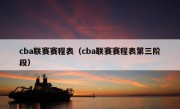 cba联赛赛程表（cba联赛赛程表第三阶段）