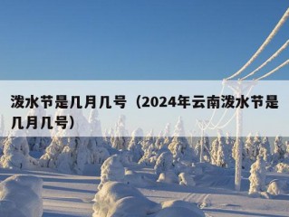 泼水节是几月几号（2024年云南泼水节是几月几号）