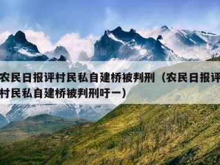 农民日报评村民私自建桥被判刑（农民日报评村民私自建桥被判刑吁一）