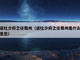 送杜少府之任蜀州（送杜少府之任蜀州是什么意思）