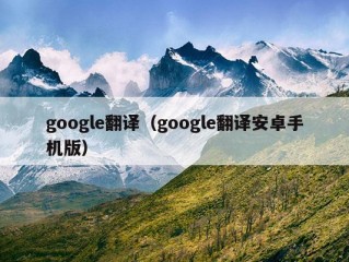 google翻译（google翻译安卓手机版）