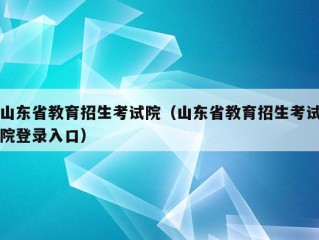 山东省教育招生考试院（山东省教育招生考试院登录入口）