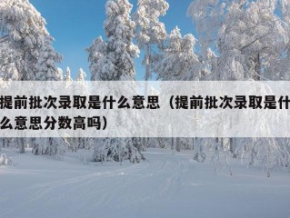 提前批次录取是什么意思（提前批次录取是什么意思分数高吗）