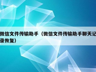 微信文件传输助手（微信文件传输助手聊天记录恢复）