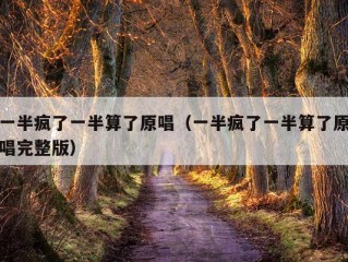 一半疯了一半算了原唱（一半疯了一半算了原唱完整版）