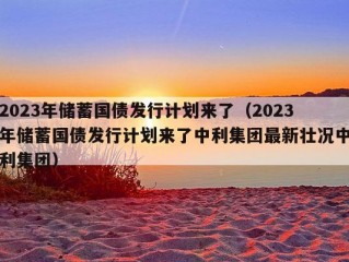 2023年储蓄国债发行计划来了（2023年储蓄国债发行计划来了中利集团最新壮况中利集团）