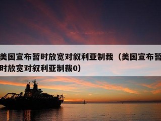 美国宣布暂时放宽对叙利亚制裁（美国宣布暂时放宽对叙利亚制裁0）