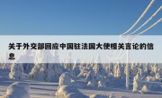 关于外交部回应中国驻法国大使相关言论的信息