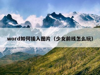 word如何插入图片（少女前线怎么玩）