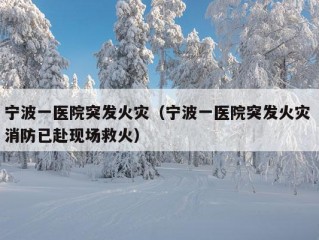 宁波一医院突发火灾（宁波一医院突发火灾 消防已赴现场救火）