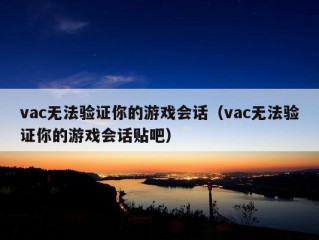 vac无法验证你的游戏会话（vac无法验证你的游戏会话贴吧）