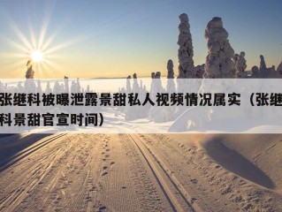 张继科被曝泄露景甜私人视频情况属实（张继科景甜官宣时间）