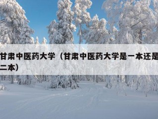 甘肃中医药大学（甘肃中医药大学是一本还是二本）