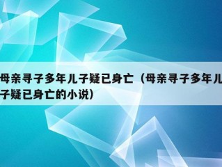 母亲寻子多年儿子疑已身亡（母亲寻子多年儿子疑已身亡的小说）